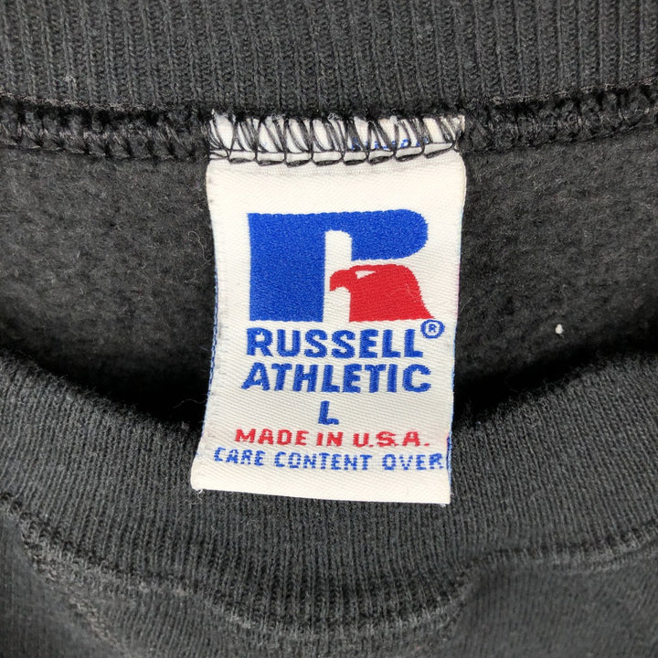 90'S Russell Lion Pattern Animal Sweatshirt, Made in USA, Men's Size L (Equivalent), Vintage cotton black type Vintage Second Hand