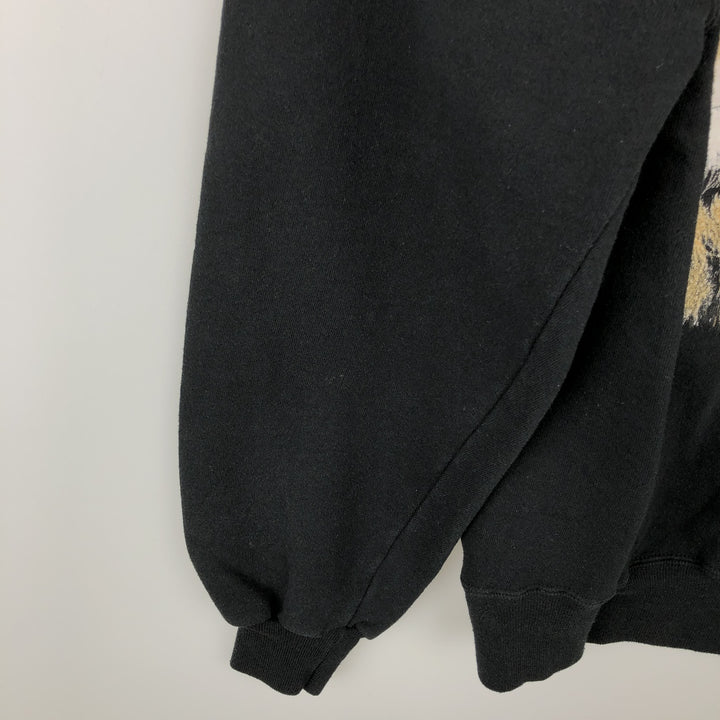 90'S Russell Lion Pattern Animal Sweatshirt, Made in USA, Men's Size L (Equivalent), Vintage cotton black type Vintage Second Hand