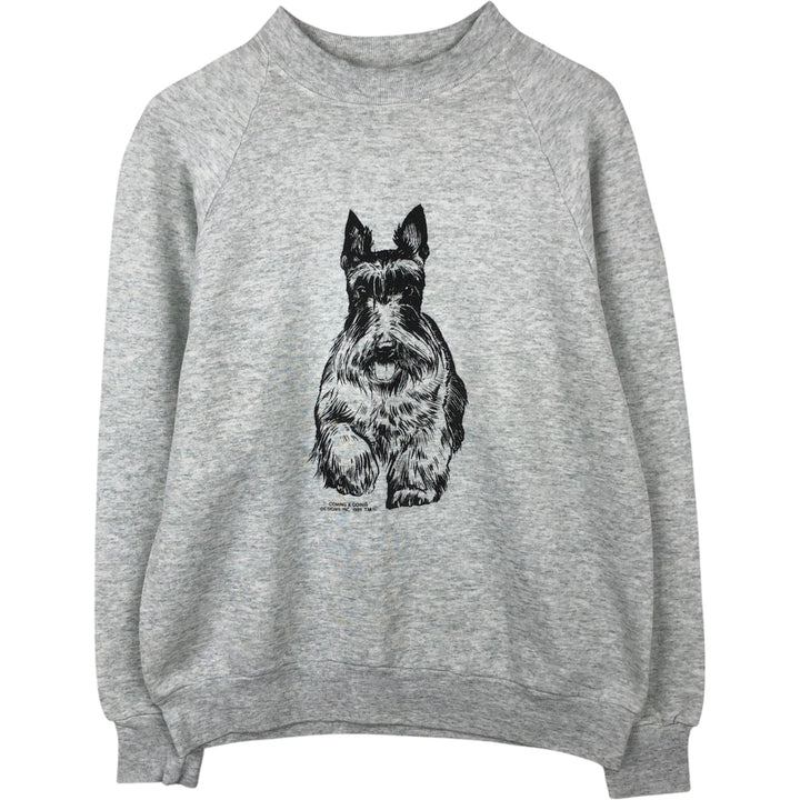 90'S Fruit of the Loom COMING & GOING DESIGNS Dog Print Animal Sweatshirt/Sweatshirt, Made in Canada, Men's Size M (approx.) cotton gray type Vintage Second Hand