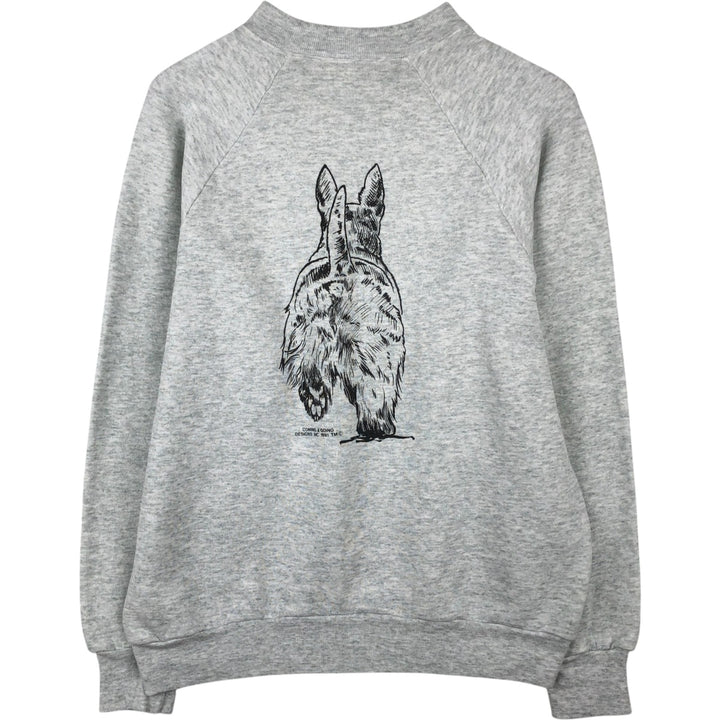 90'S Fruit of the Loom COMING & GOING DESIGNS Dog Print Animal Sweatshirt/Sweatshirt, Made in Canada, Men's Size M (approx.) cotton gray type Vintage Second Hand