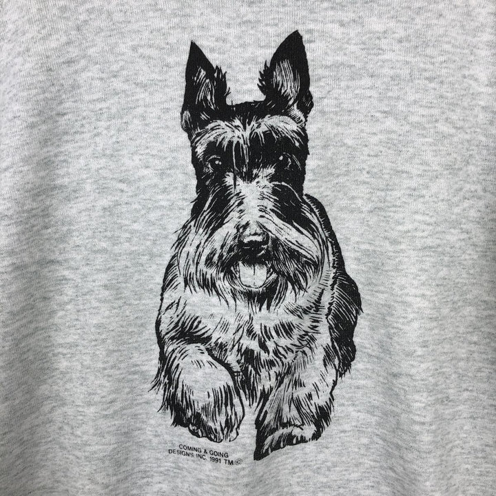 90'S Fruit of the Loom COMING & GOING DESIGNS Dog Print Animal Sweatshirt/Sweatshirt, Made in Canada, Men's Size M (approx.) cotton gray type Vintage Second Hand