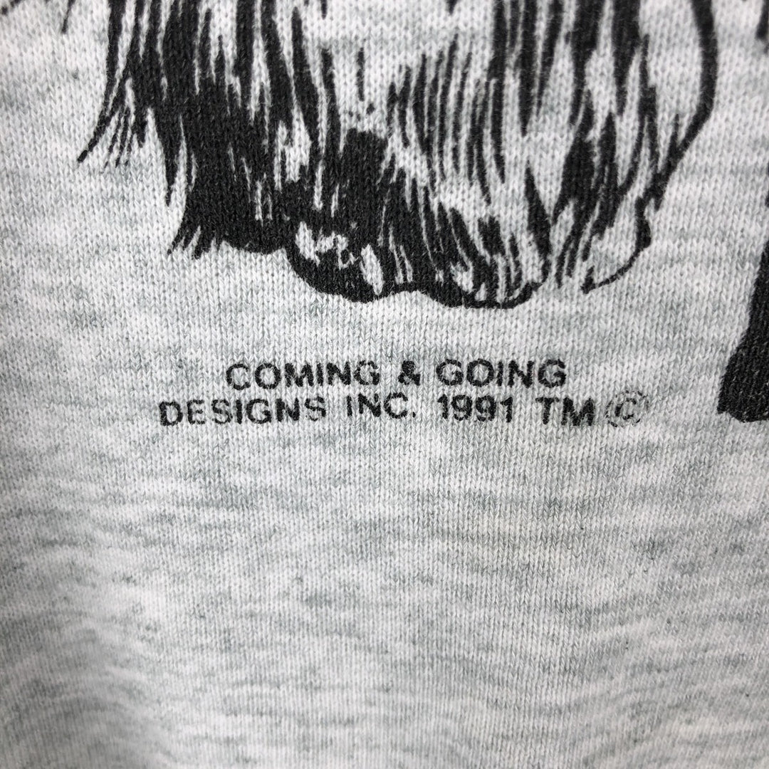 90'S Fruit of the Loom COMING & GOING DESIGNS Dog Print Animal Sweatshirt/Sweatshirt, Made in Canada, Men's Size M (approx.) cotton gray type Vintage Second Hand