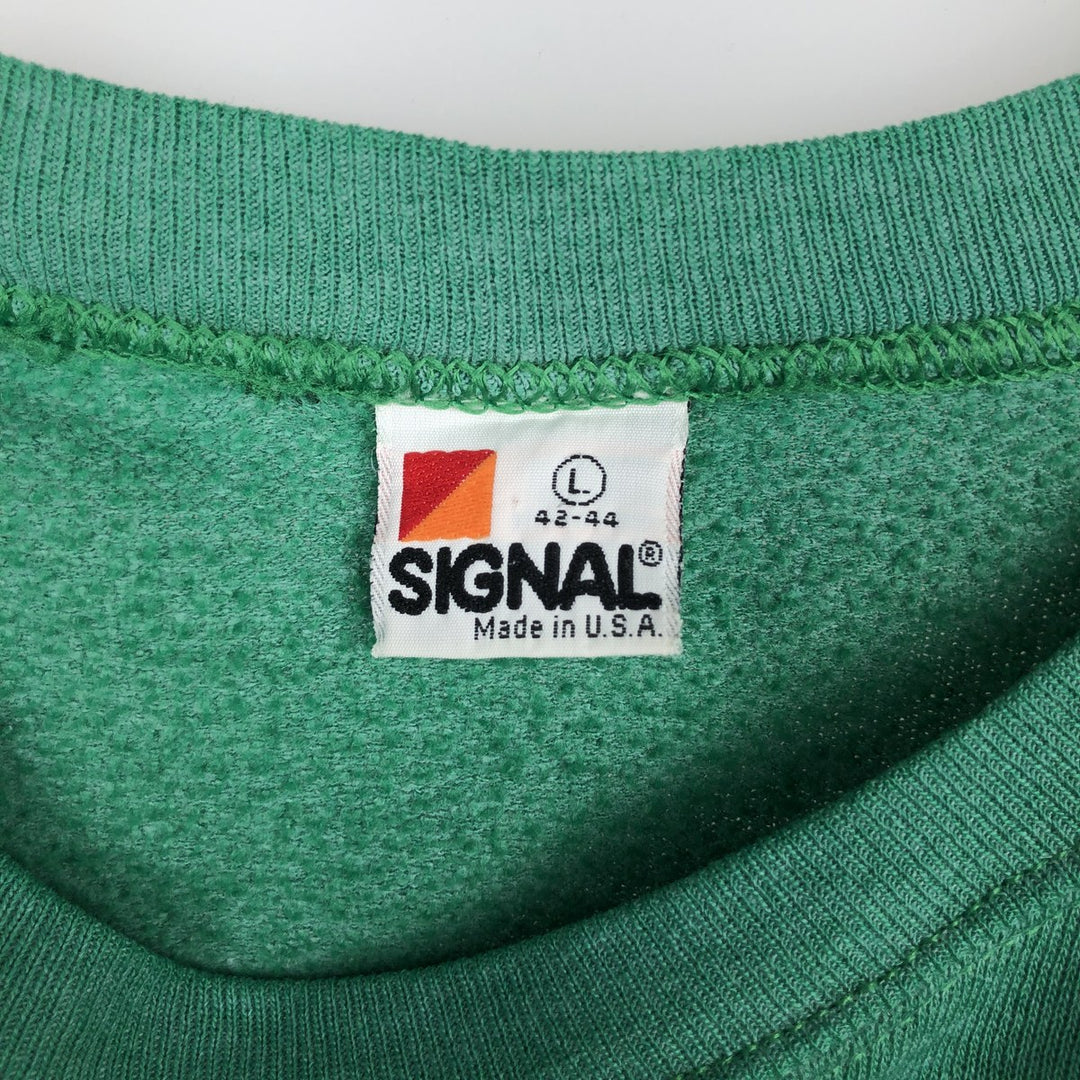 80'S SIGNAL Animal Pattern Cow Print Animal Sweatshirt, Made in USA, Men's Size L (Equivalent), Vintage polyester green type Vintage Second Hand