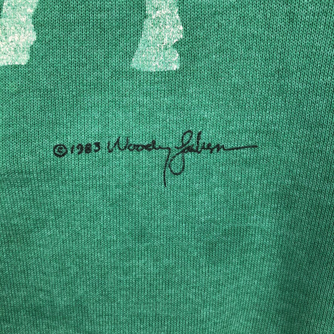 80'S SIGNAL Animal Pattern Cow Print Animal Sweatshirt, Made in USA, Men's Size L (Equivalent), Vintage polyester green type Vintage Second Hand
