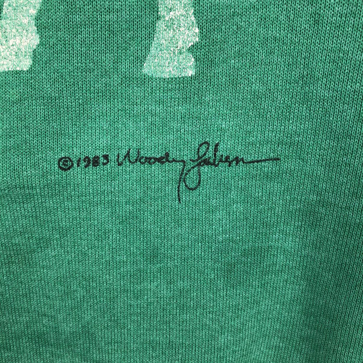 80'S SIGNAL Animal Pattern Cow Print Animal Sweatshirt, Made in USA, Men's Size L (Equivalent), Vintage polyester green type Vintage Second Hand