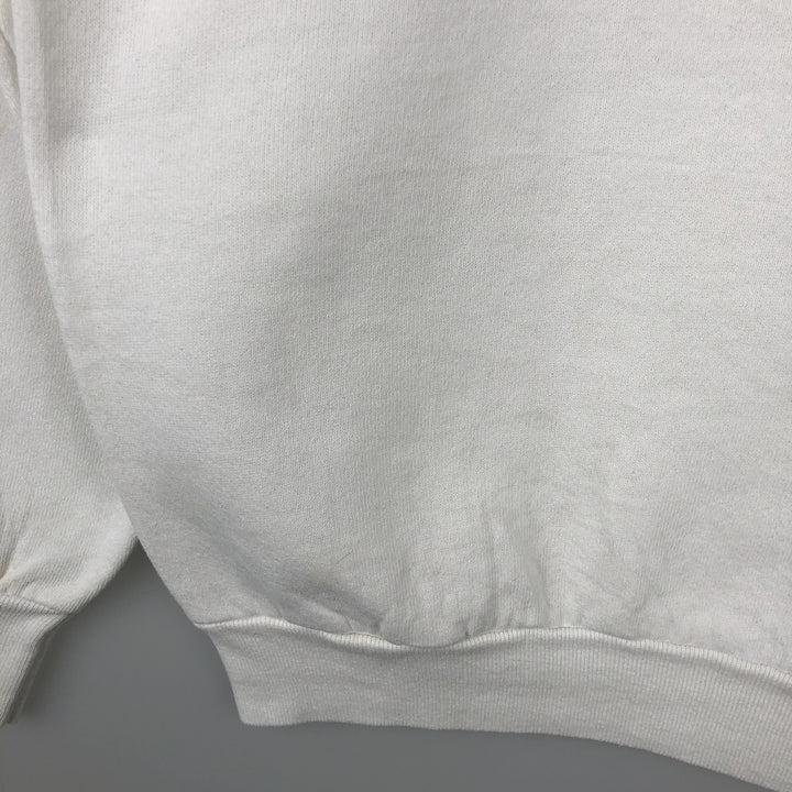 80s-90'S Fruit of the Loom dog print animal sweatshirt/trainer, made in USA, men's size L equivalent. cotton white type Vintage Second Hand