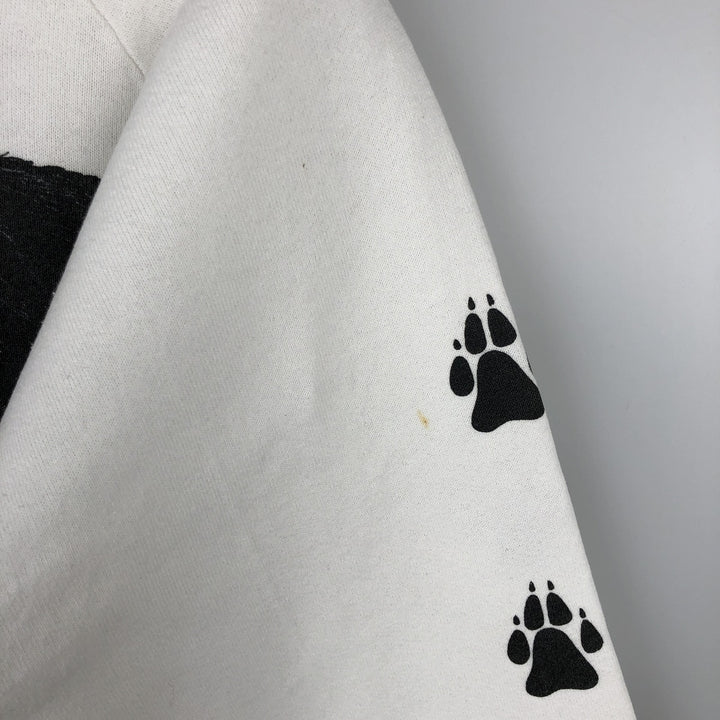 80s-90'S Fruit of the Loom dog print animal sweatshirt/trainer, made in USA, men's size L equivalent. cotton white type Vintage Second Hand