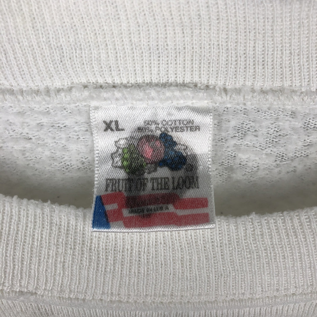 90'S Fruit of the Loom Dog Print Animal Sweatshirt Trainer Made in USA Men's XL Vintage cotton white type Vintage Second Hand
