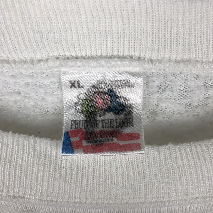 90'S Fruit of the Loom Dog Print Animal Sweatshirt Trainer Made in USA Men's XL Vintage cotton white type Vintage Second Hand