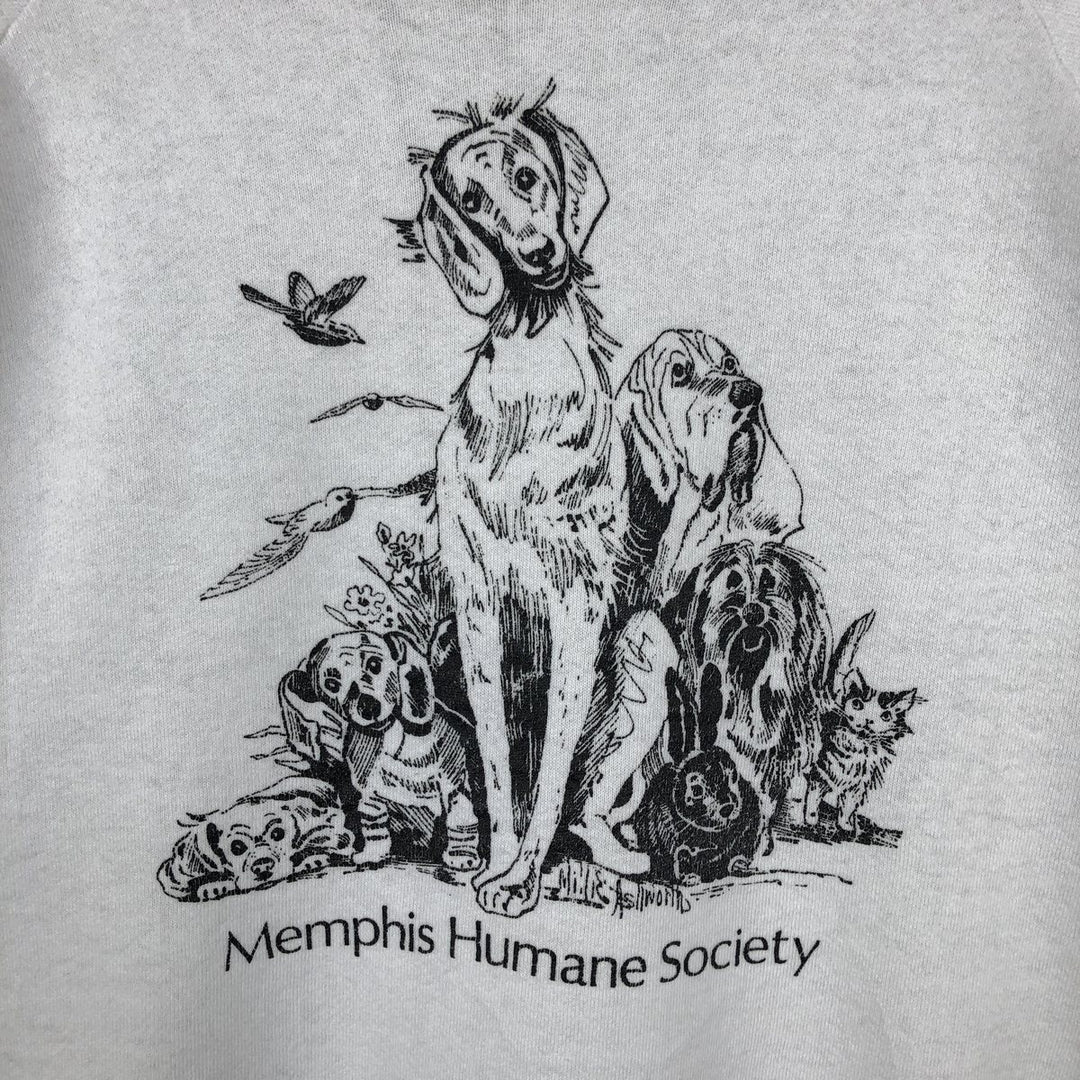90'S Fruit of the Loom Dog Print Animal Sweatshirt Trainer Made in USA Men's XL Vintage cotton white type Vintage Second Hand