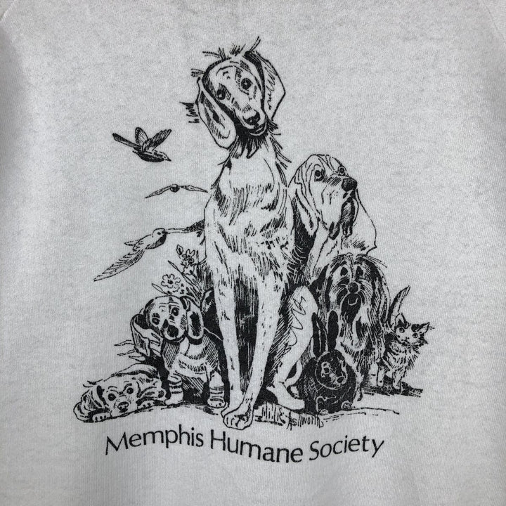 90'S Fruit of the Loom Dog Print Animal Sweatshirt Trainer Made in USA Men's XL Vintage cotton white type Vintage Second Hand