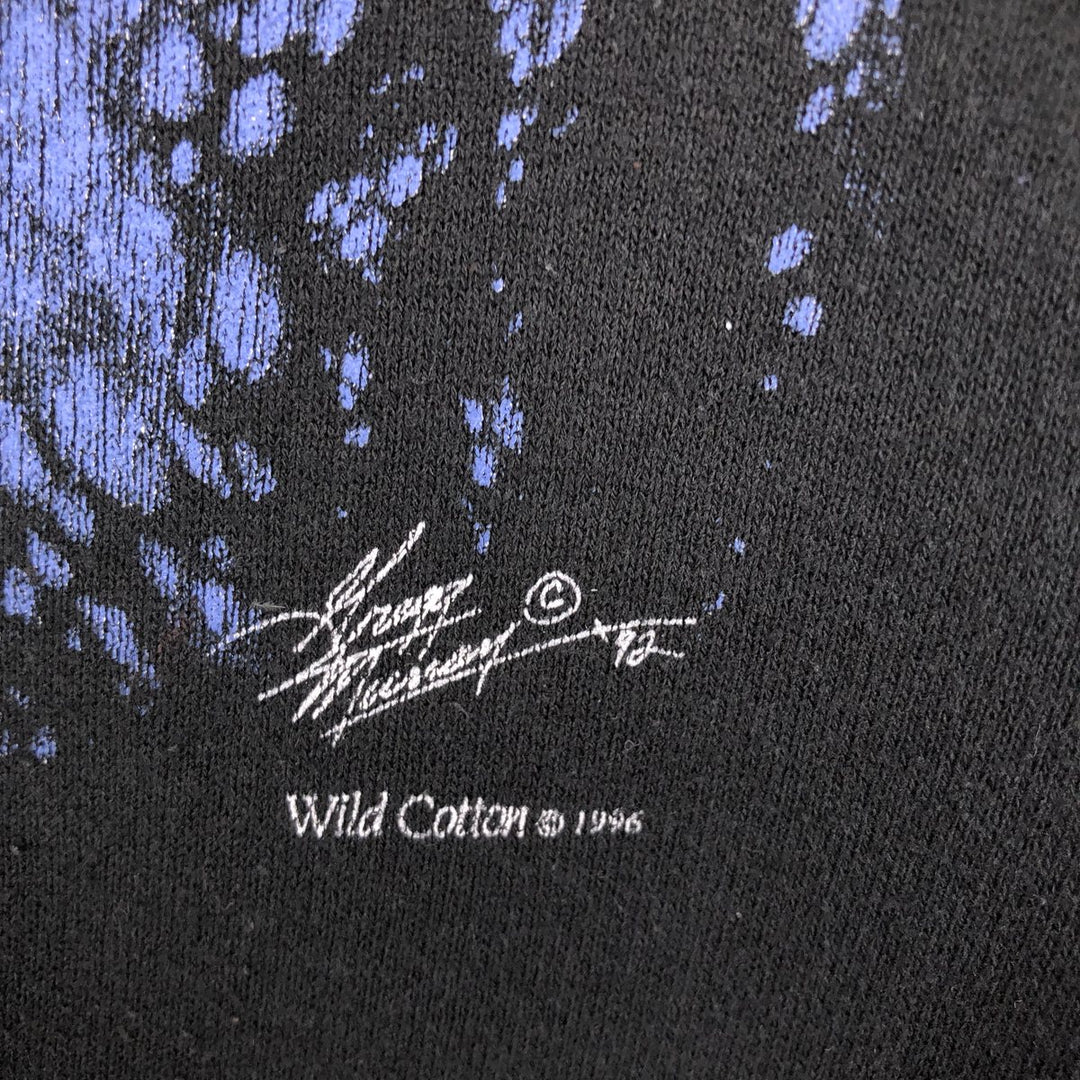 90'S Jerzees Wolf Pattern Animal Sweatshirt, Men's Size L (approx.), Vintage cotton black type Vintage Second Hand