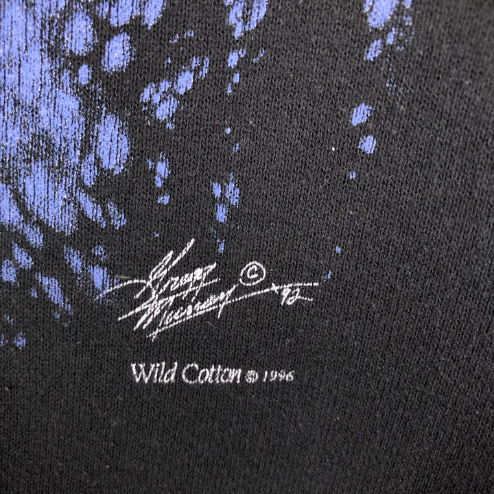 90'S Jerzees Wolf Pattern Animal Sweatshirt, Men's Size L (approx.), Vintage cotton black type Vintage Second Hand