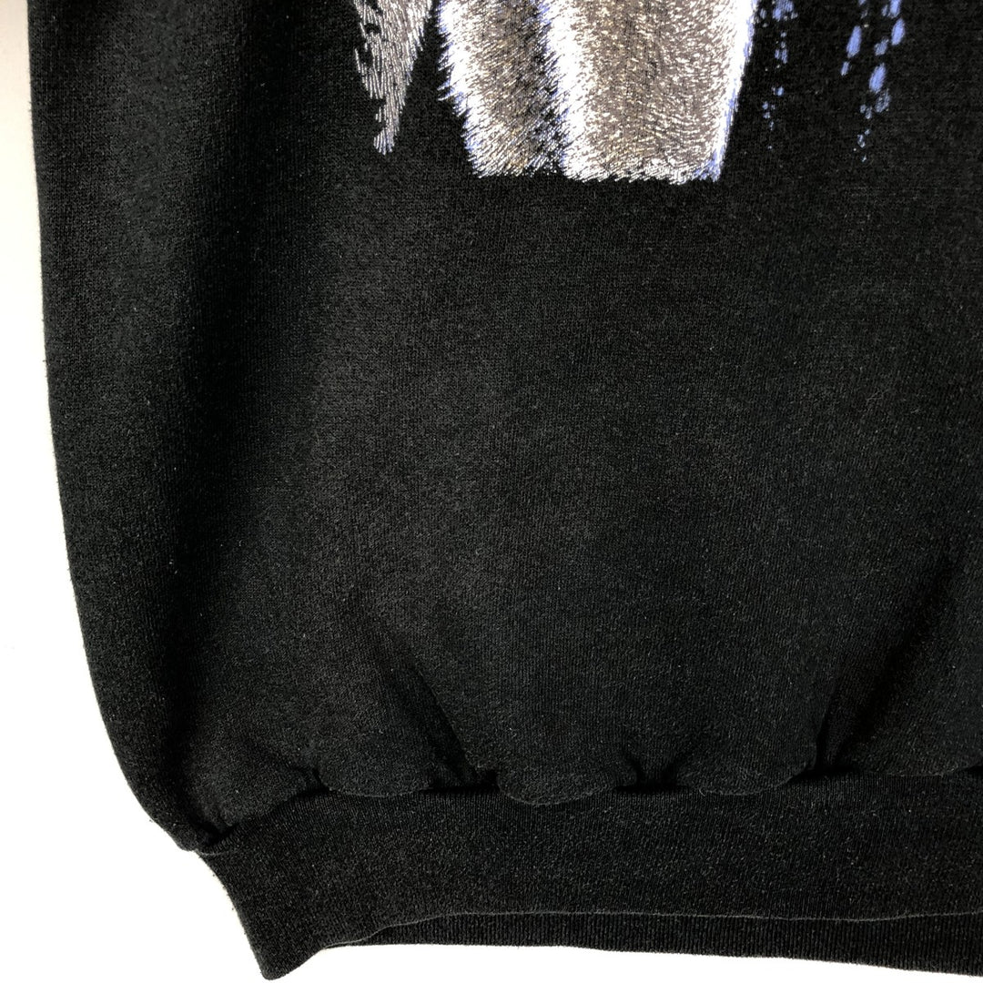 90'S Jerzees Wolf Pattern Animal Sweatshirt, Men's Size L (approx.), Vintage cotton black type Vintage Second Hand