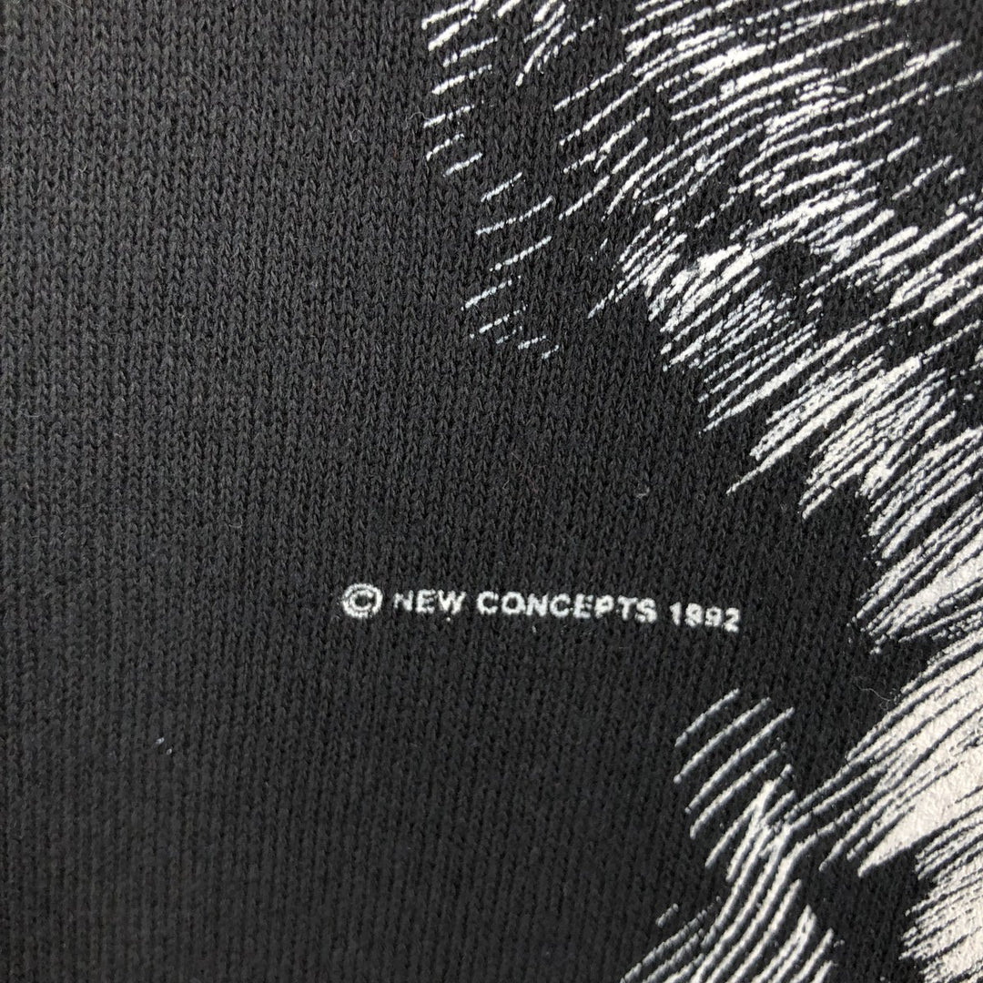 90'S Tartex TULTEX Wolf Pattern Animal Sweatshirt Trainer Made in USA Men's XL Vintage cotton black type Vintage Second Hand