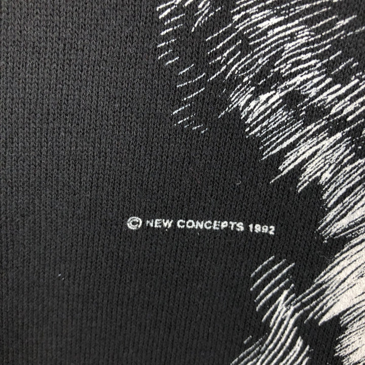 90'S Tartex TULTEX Wolf Pattern Animal Sweatshirt Trainer Made in USA Men's XL Vintage cotton black type Vintage Second Hand