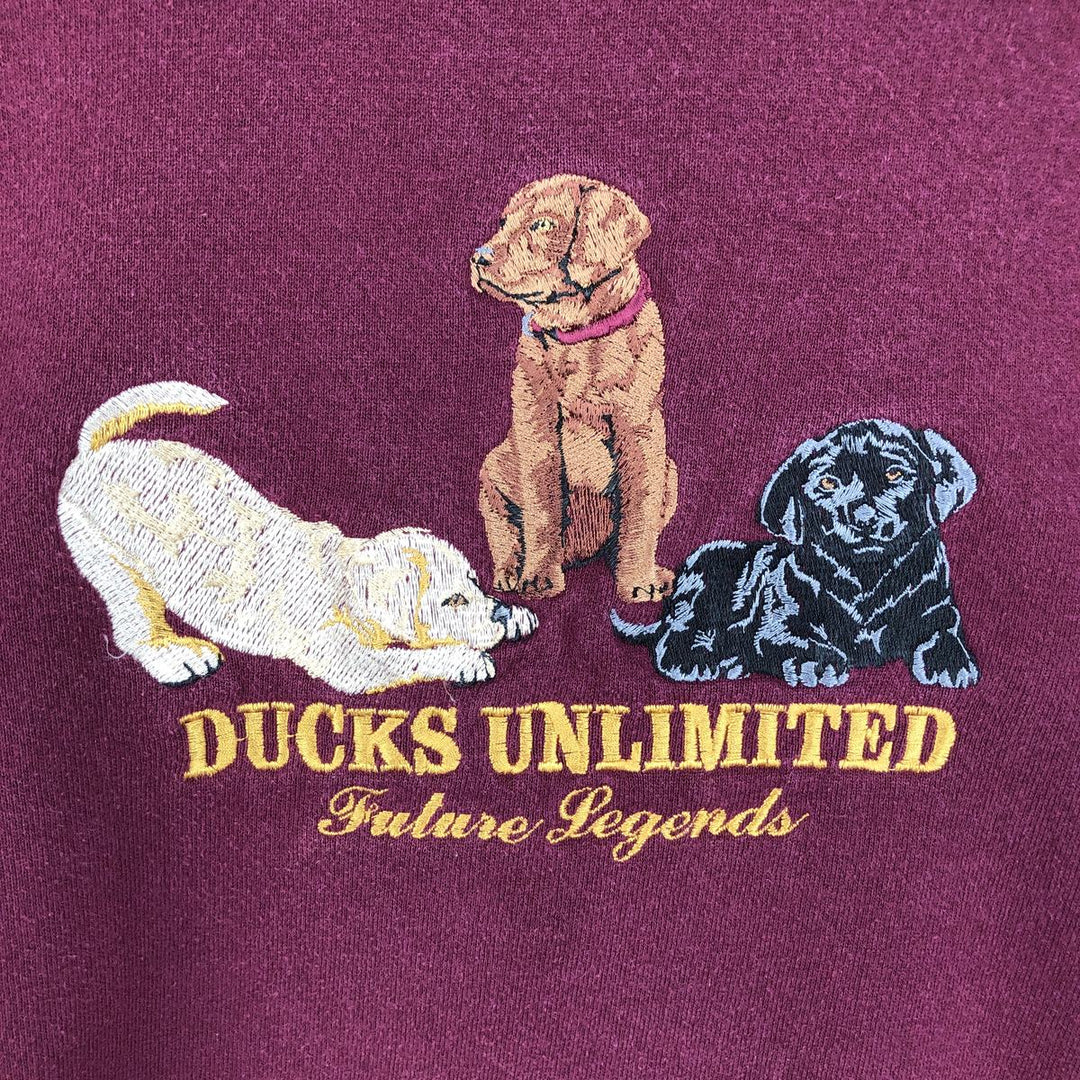 90'S Marathon Apparel Dog Print Animal Sweatshirt, Made in USA, Men's XL (approx.) Vintage cotton wine-red Vintage Second Hand