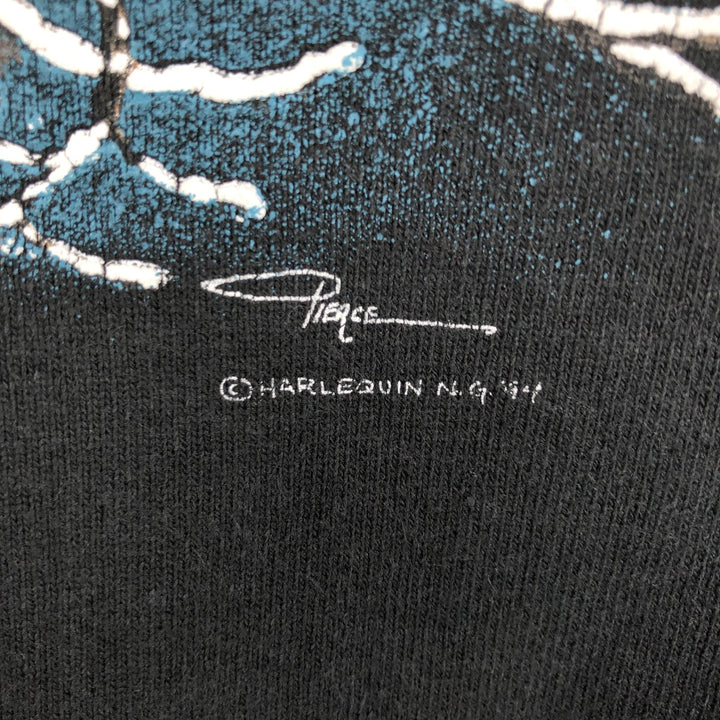 90'S Fruit of the Loom Wolf Pattern Animal Sweatshirt, Made in USA, Men's Size XL, Vintage cotton black type Vintage Second Hand