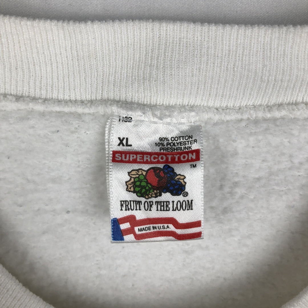 90'S Fruit of the Loom Zebra Pattern Animal Sweatshirt, Made in USA, Men's XL equivalent, Vintage cotton white type Vintage Second Hand