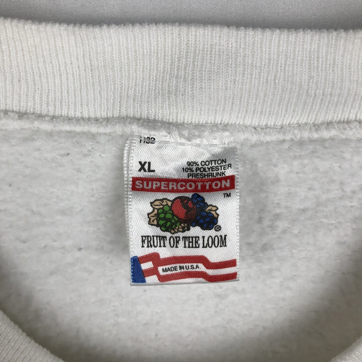 90'S Fruit of the Loom Zebra Pattern Animal Sweatshirt, Made in USA, Men's XL equivalent, Vintage cotton white type Vintage Second Hand