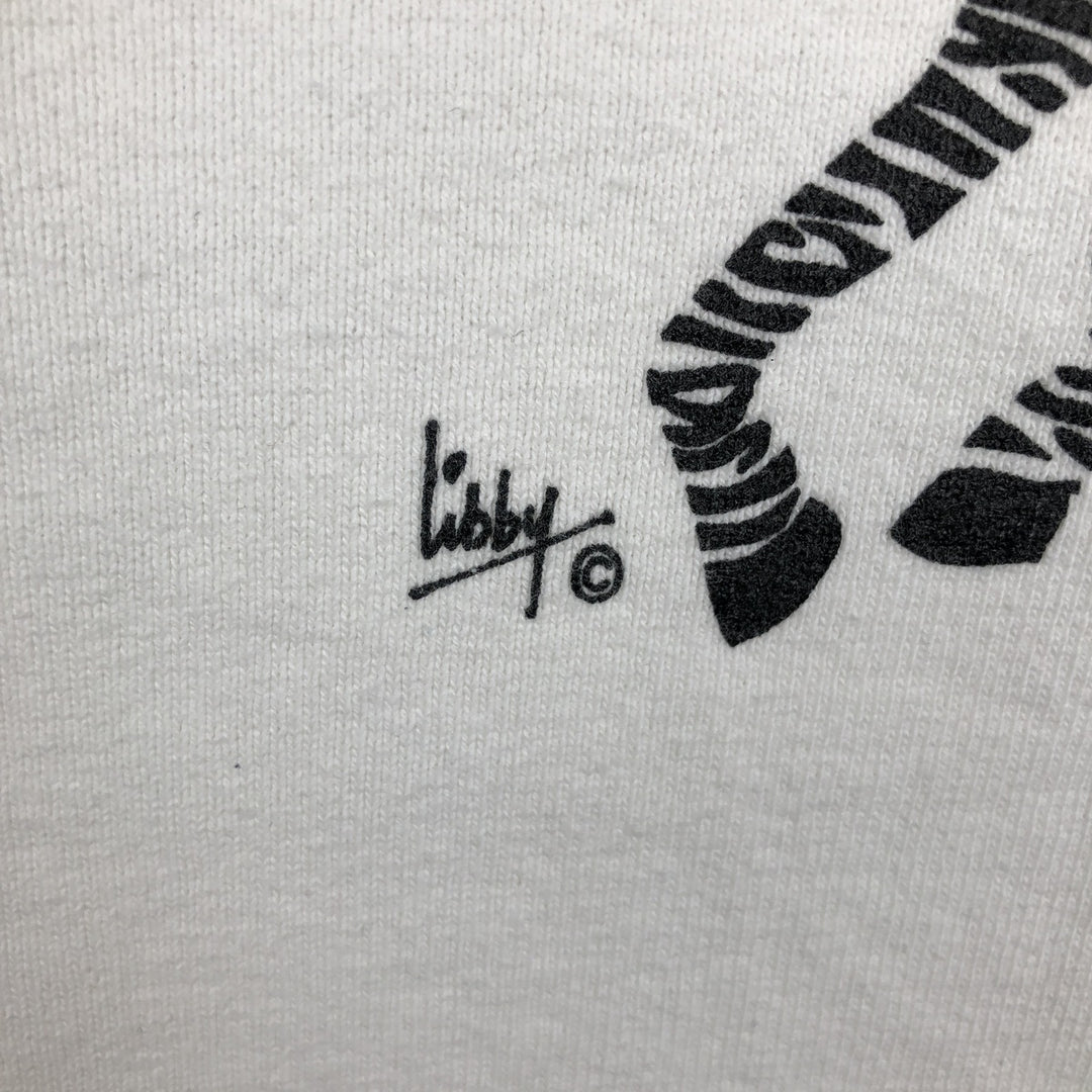 90'S Fruit of the Loom Zebra Pattern Animal Sweatshirt, Made in USA, Men's XL equivalent, Vintage cotton white type Vintage Second Hand