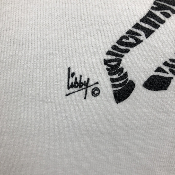90'S Fruit of the Loom Zebra Pattern Animal Sweatshirt, Made in USA, Men's XL equivalent, Vintage cotton white type Vintage Second Hand