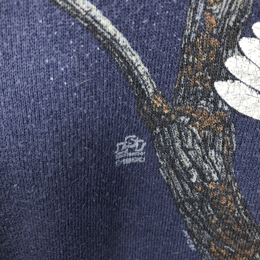 80s-90'S JERSEYS Eagle Pattern Animal Sweatshirt, Made in USA, Men's XXL equivalent, Vintage cotton navy blue type Vintage Second Hand