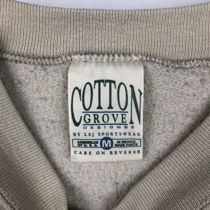 90'S Cotton Grove Dog Print Animal Sweatshirt, Men's Size M (Equivalent), Vintage cotton Beige type Vintage Second Hand