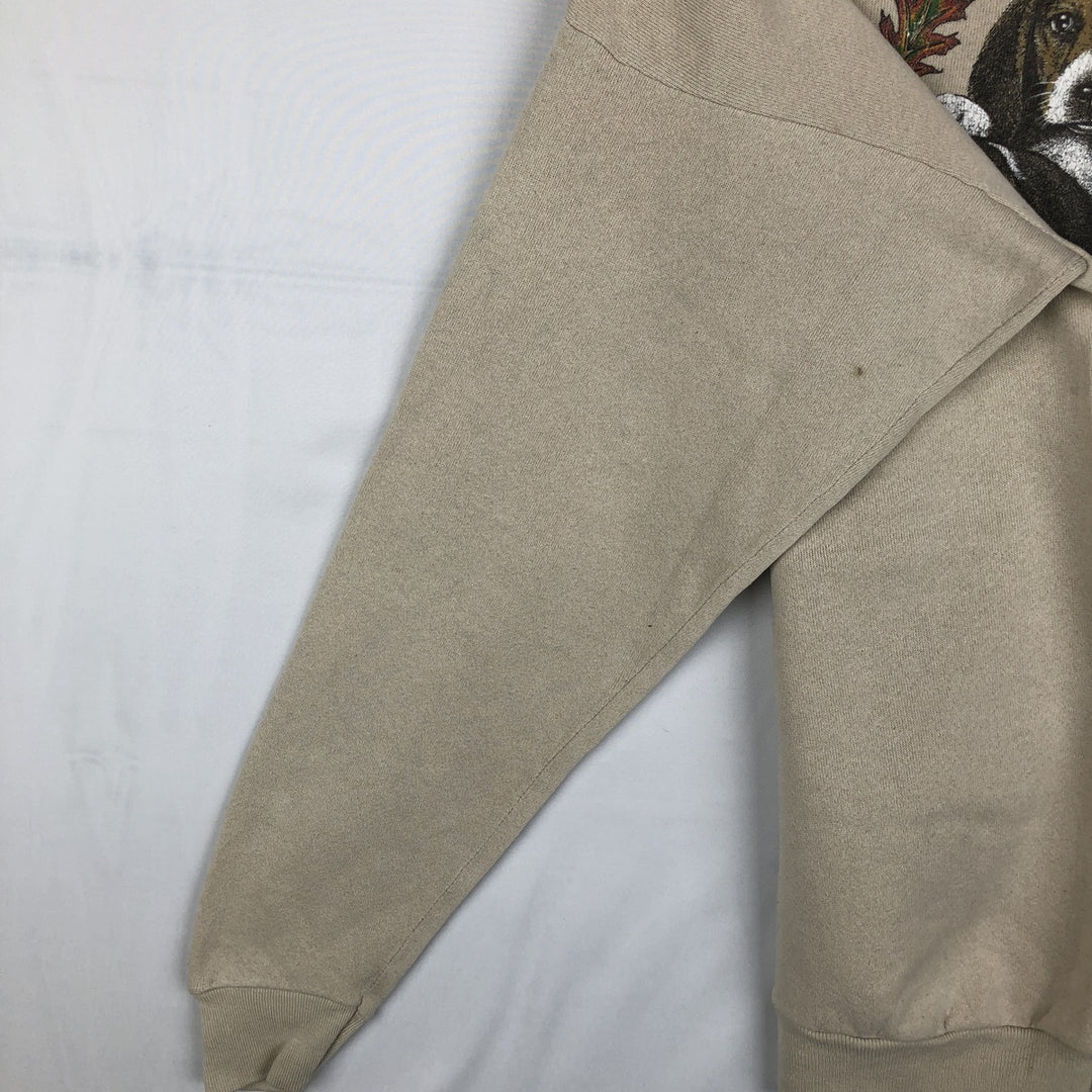 90'S Cotton Grove Dog Print Animal Sweatshirt, Men's Size M (Equivalent), Vintage cotton Beige type Vintage Second Hand