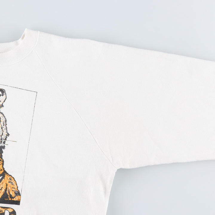 Tiger Pattern Animal Sweatshirt, Made in USA, Men's XL (approx.), Vintage cotton white type Vintage Second Hand