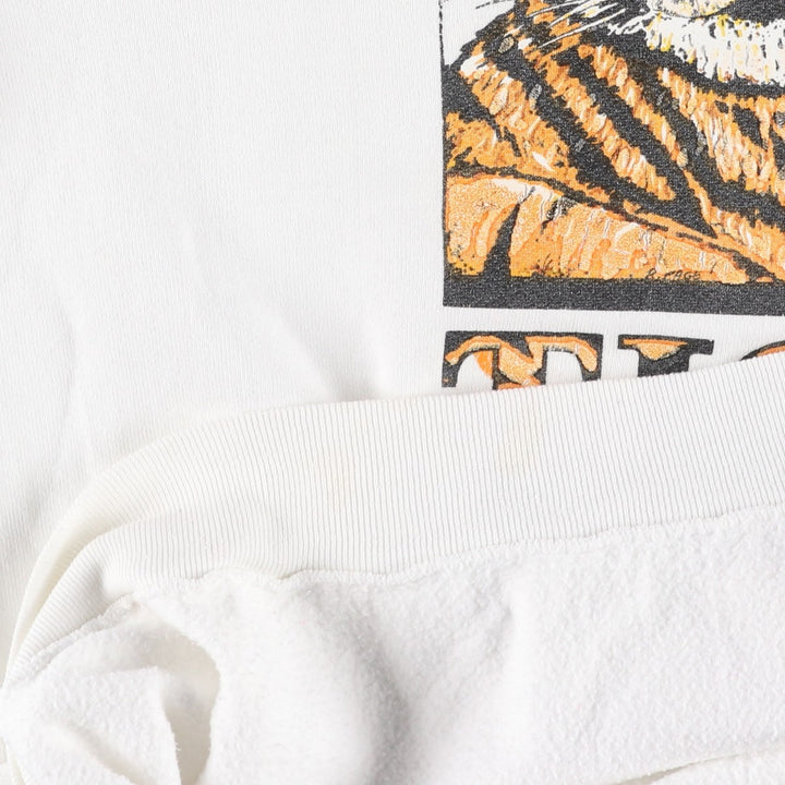 Tiger Pattern Animal Sweatshirt, Made in USA, Men's XL (approx.), Vintage cotton white type Vintage Second Hand