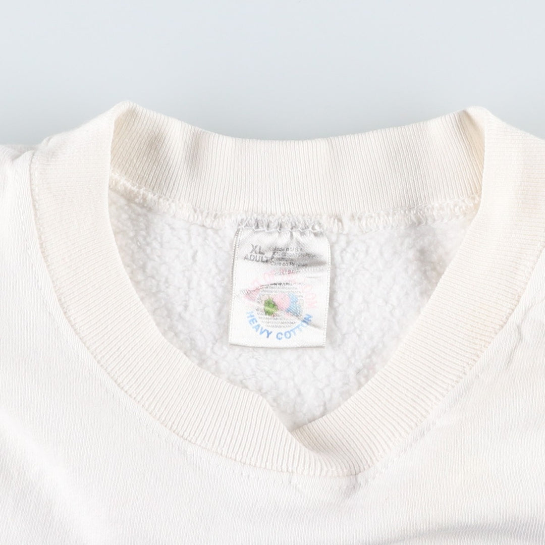 90'S Fruit of the Loom Wolf Pattern Animal Sweatshirt, Made in USA, Men's Size XL, Vintage cotton white type Vintage Second Hand