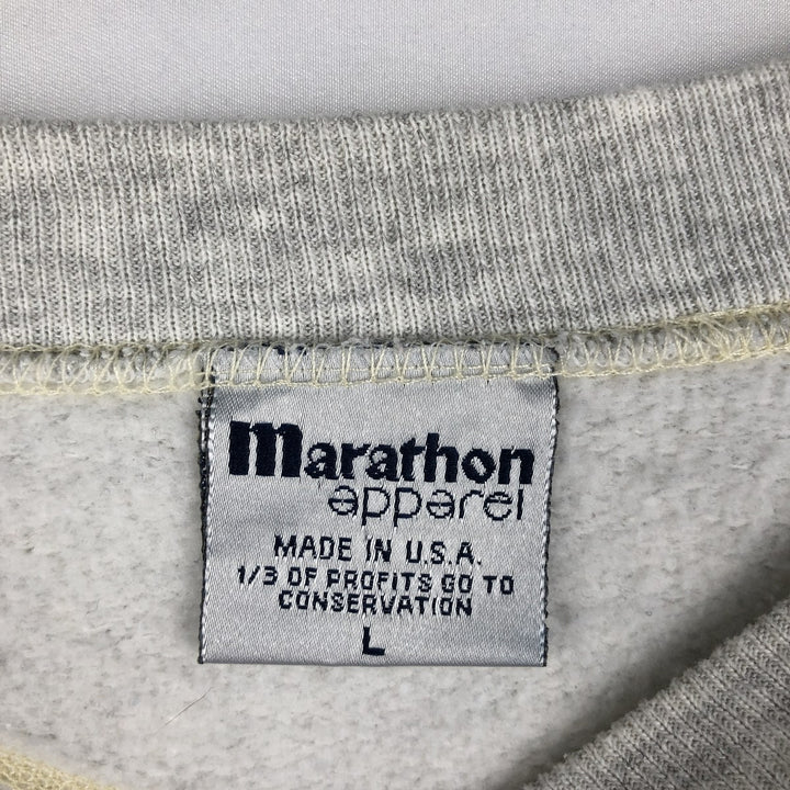 90'S Marathon Apparel Dog Print Animal Sweatshirt, Made in USA, Men's Size L (approx.), Vintage polyester gray type Vintage Second Hand