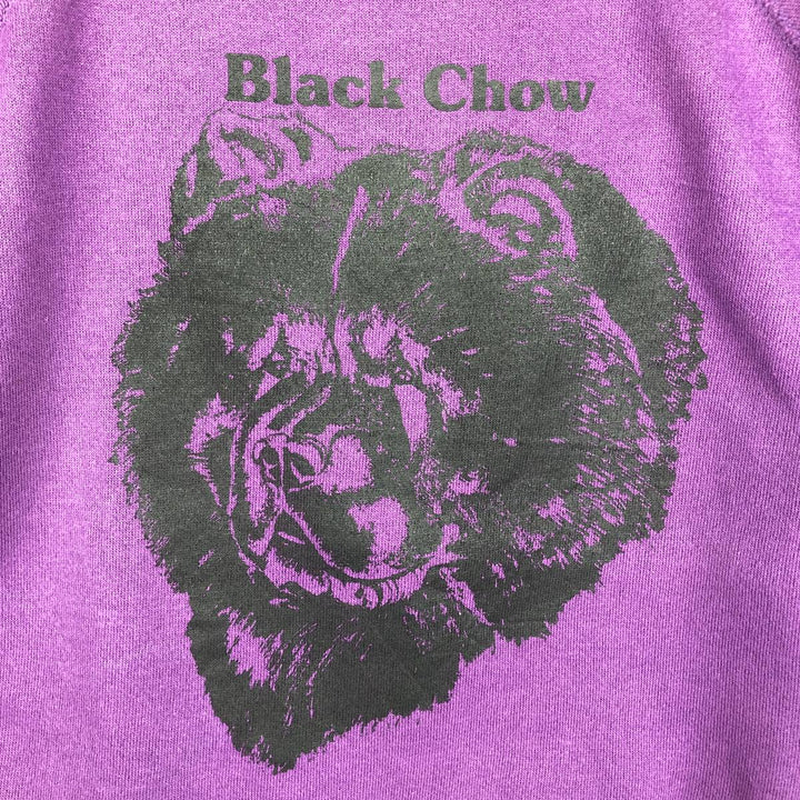 90'S Hanes Black Chow Dog Print Animal Sweatshirt, Made in USA, Women's Size S (Equivalent), Vintage cotton purple type Vintage Second Hand