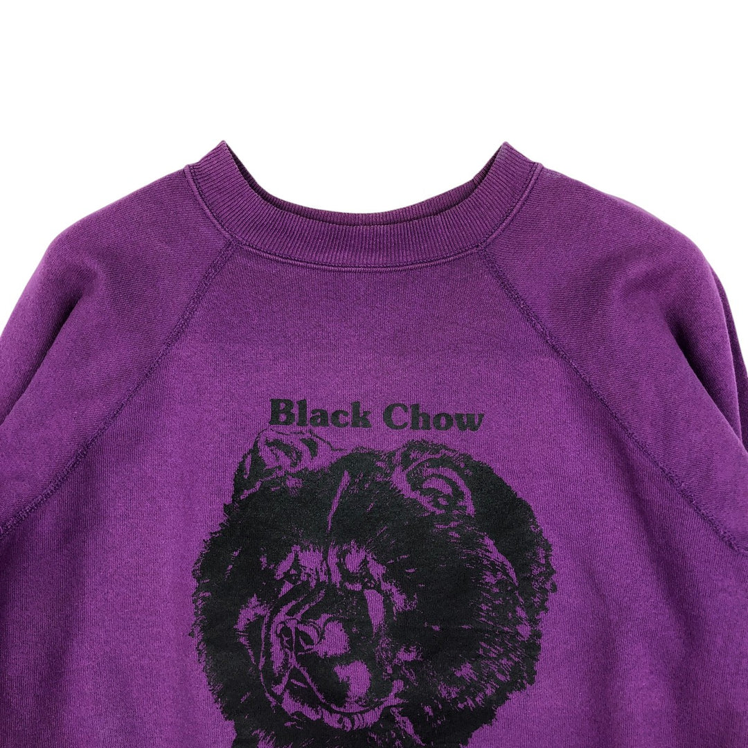 90'S Hanes Black Chow Dog Print Animal Sweatshirt, Made in USA, Women's Size S (Equivalent), Vintage cotton purple type Vintage Second Hand