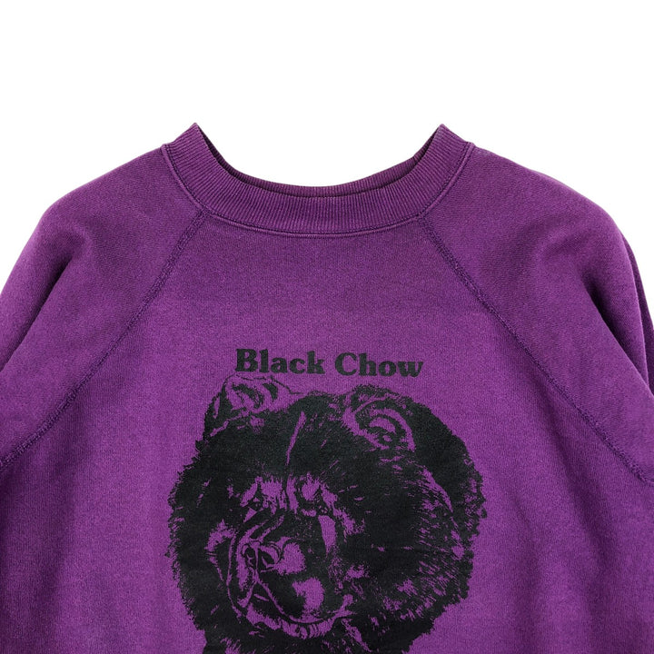 90'S Hanes Black Chow Dog Print Animal Sweatshirt, Made in USA, Women's Size S (Equivalent), Vintage cotton purple type Vintage Second Hand