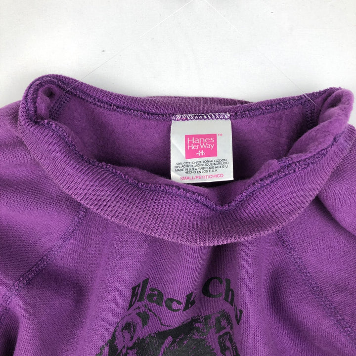 90'S Hanes Black Chow Dog Print Animal Sweatshirt, Made in USA, Women's Size S (Equivalent), Vintage cotton purple type Vintage Second Hand