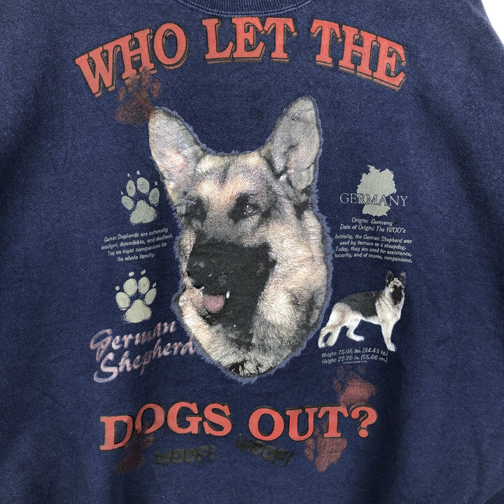 2000s- JERSEYS German Shepherd Dog Print Animal Sweatshirt (Men's XXL equivalent) unclear navy blue type Vintage Second Hand