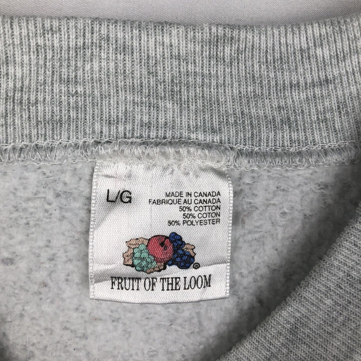 90'S Fruit of the Loom Siberian Husky Dog Print Animal Sweatshirt/Sweatshirt, Made in Canada, Men's Size L (approx.) cotton gray type Vintage Second Hand