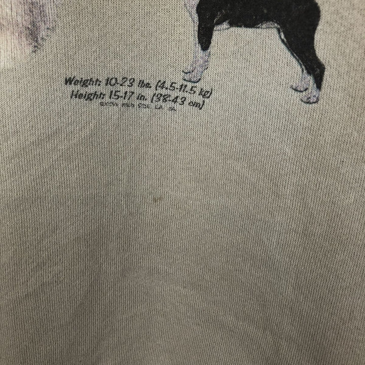 90'S Tultex MAXIMUM SWEATS Boston Terrier Dog Print Animal Sweatshirt (Men's XL equivalent) cotton Beige type Vintage Second Hand