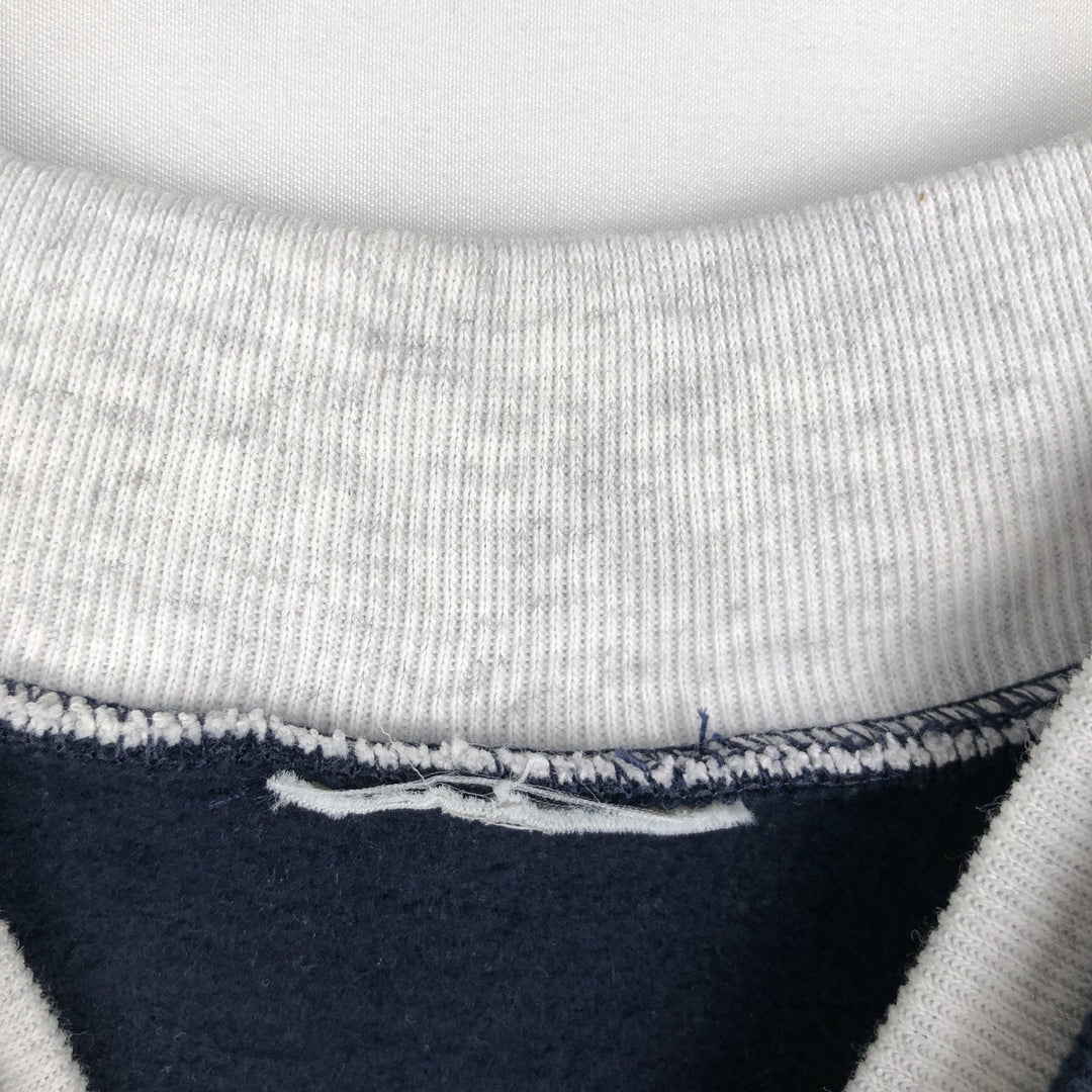 Printed fish pattern Henley neck animal sweatshirt, men's size L. unclear navy blue type Vintage Second Hand