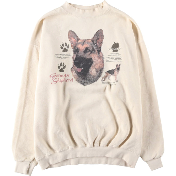 90s-00'S Lee German Shepherd Dog Print Animal Sweatshirt, Men's XL (approx.), Vintage unclear unbleached Vintage Second Hand