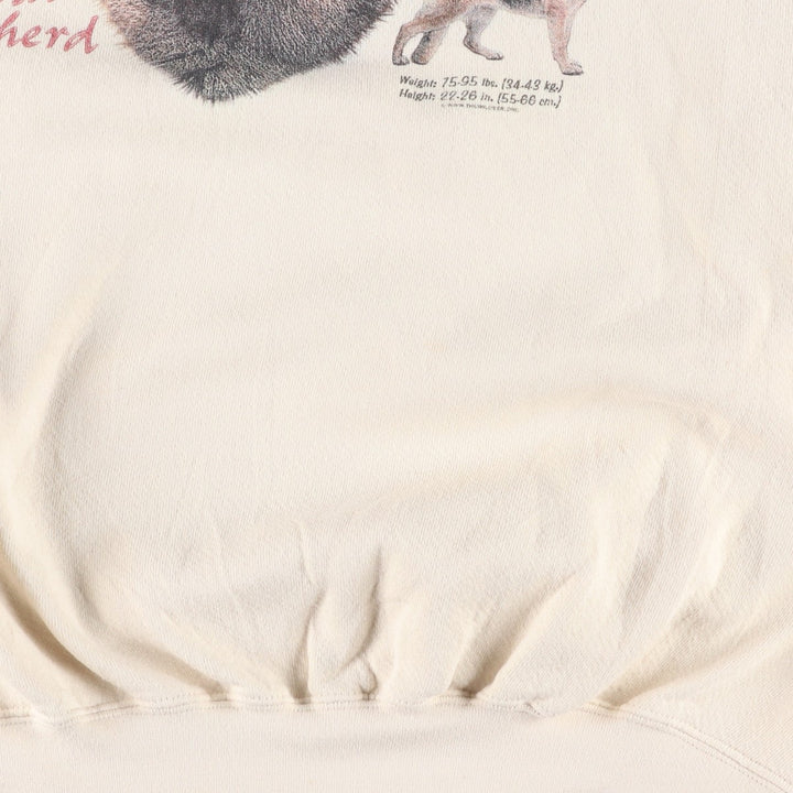 90s-00'S Lee German Shepherd Dog Print Animal Sweatshirt, Men's XL (approx.), Vintage unclear unbleached Vintage Second Hand