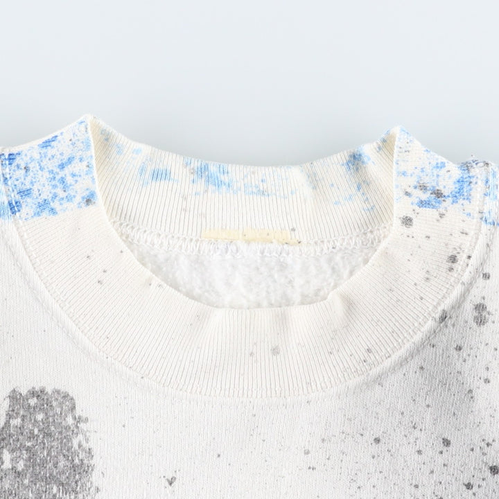 All-over wolf pattern animal pattern sweatshirt, men's size XL equivalent, vintage. unclear white type Vintage Second Hand