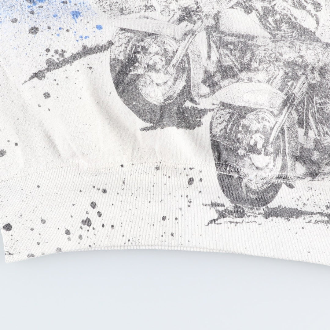 All-over wolf pattern animal pattern sweatshirt, men's size XL equivalent, vintage. unclear white type Vintage Second Hand