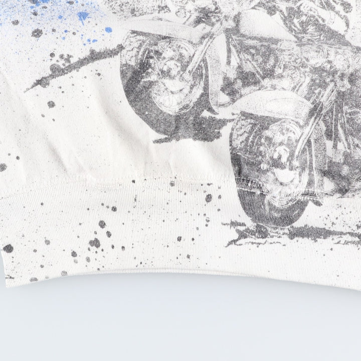 All-over wolf pattern animal pattern sweatshirt, men's size XL equivalent, vintage. unclear white type Vintage Second Hand