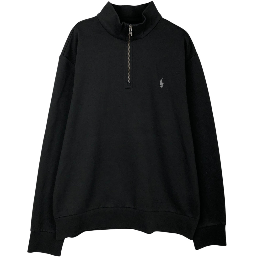 Ralph Lauren POLO RALPH LAUREN Half-zip sweatshirt, sweatshirt, men's size L polyester black type Vintage Second Hand