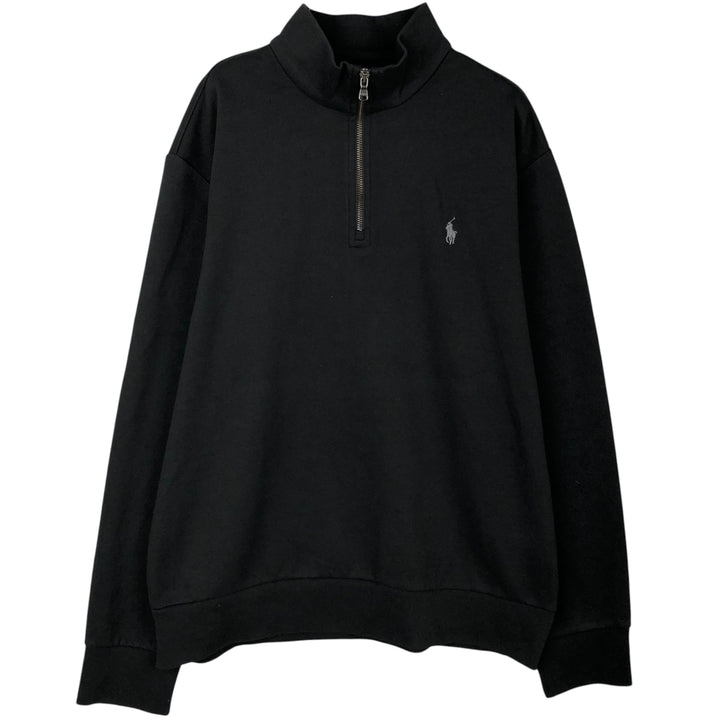 Ralph Lauren POLO RALPH LAUREN Half-zip sweatshirt, sweatshirt, men's size L polyester black type Vintage Second Hand