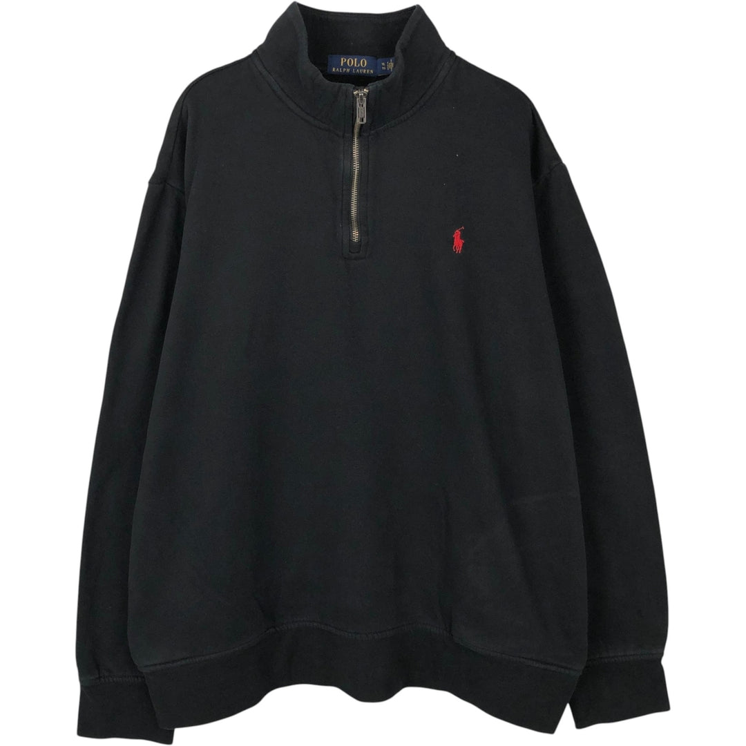 Ralph Lauren POLO RALPH LAUREN Half-Zip Sweatshirt, Men's XL cotton black type Vintage Second Hand