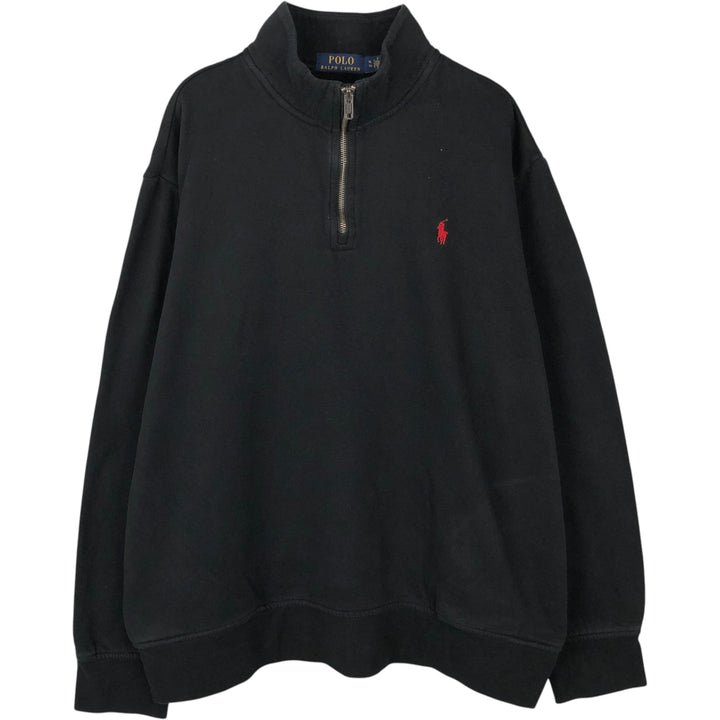 Ralph Lauren POLO RALPH LAUREN Half-Zip Sweatshirt, Men's XL cotton black type Vintage Second Hand